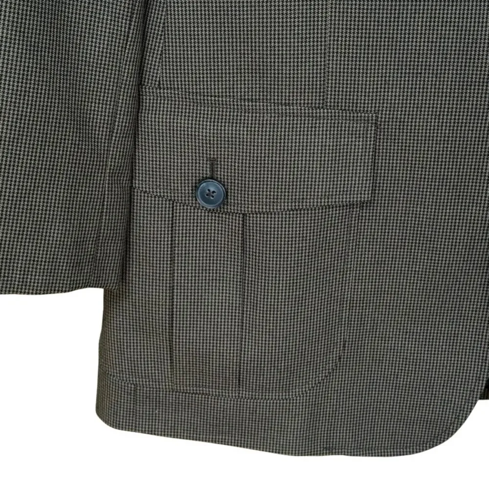 VTG Perry Ellis Houndstooth Tweed Professor Academia Elbow Patch Blazer 44 Reg